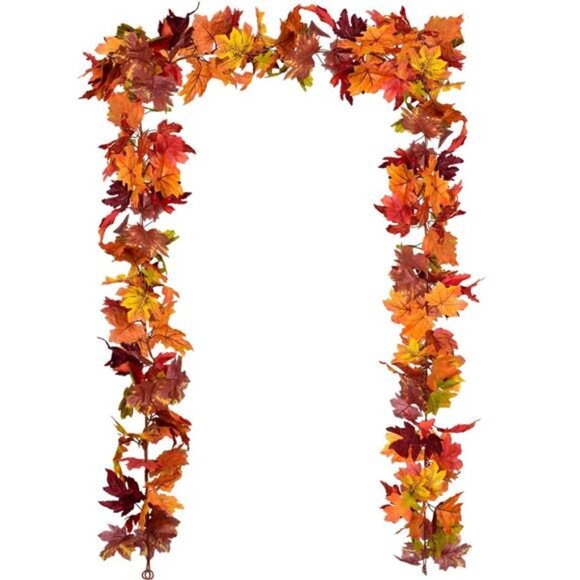 Fall Maple Leaf Garland Set Artificial Autumn Foliage Thanksgiving Home Decor - Picture 1 of 8